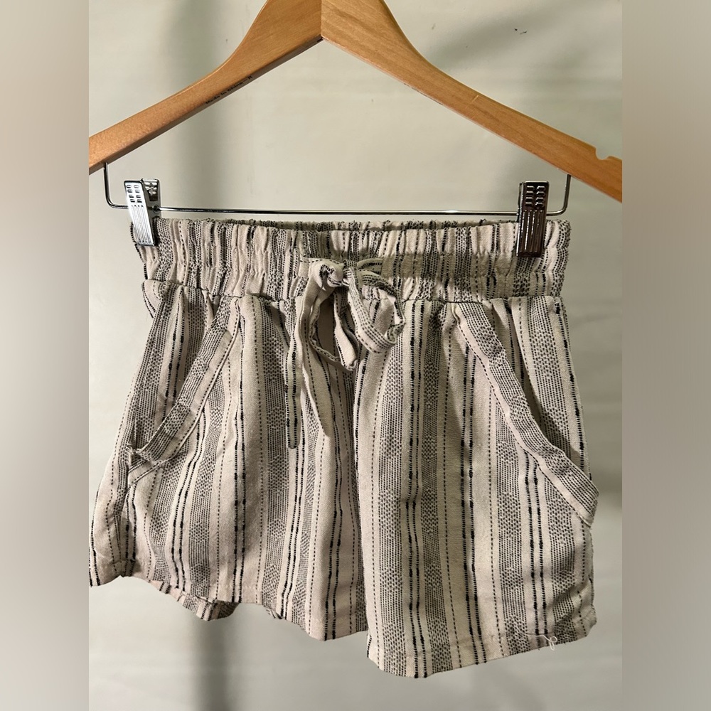 Black and white striped shorts